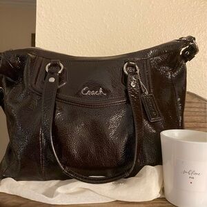 Coach Glossy Chocolate Leather Shoulder Bag